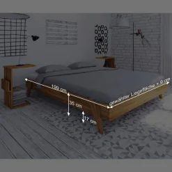 Wohnen Betten<190 cm Bettanlage im Retro Design - Hardus (dreiteilig)