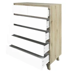 Wohnen Kommoden<80 cm breite Hochkommode im Skandi Design - Genyna