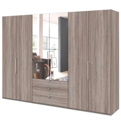 Wohnen Kleiderschränke|Schränke<300 cm breiter Falttürenschrank in Holzoptik dunkel - Riding