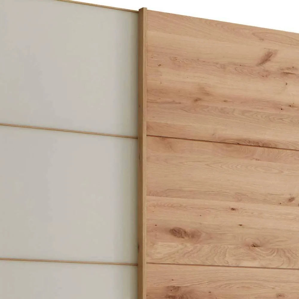 Wohnen Kleiderschränke|Schränke<300 cm breiter Schwebetürenschrank mit Glas Beige - Nikoba