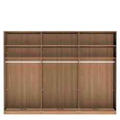 Wohnen Kleiderschränke|Schränke<300 cm breiter Schwebetürenschrank mit Glas Beige - Nikoba