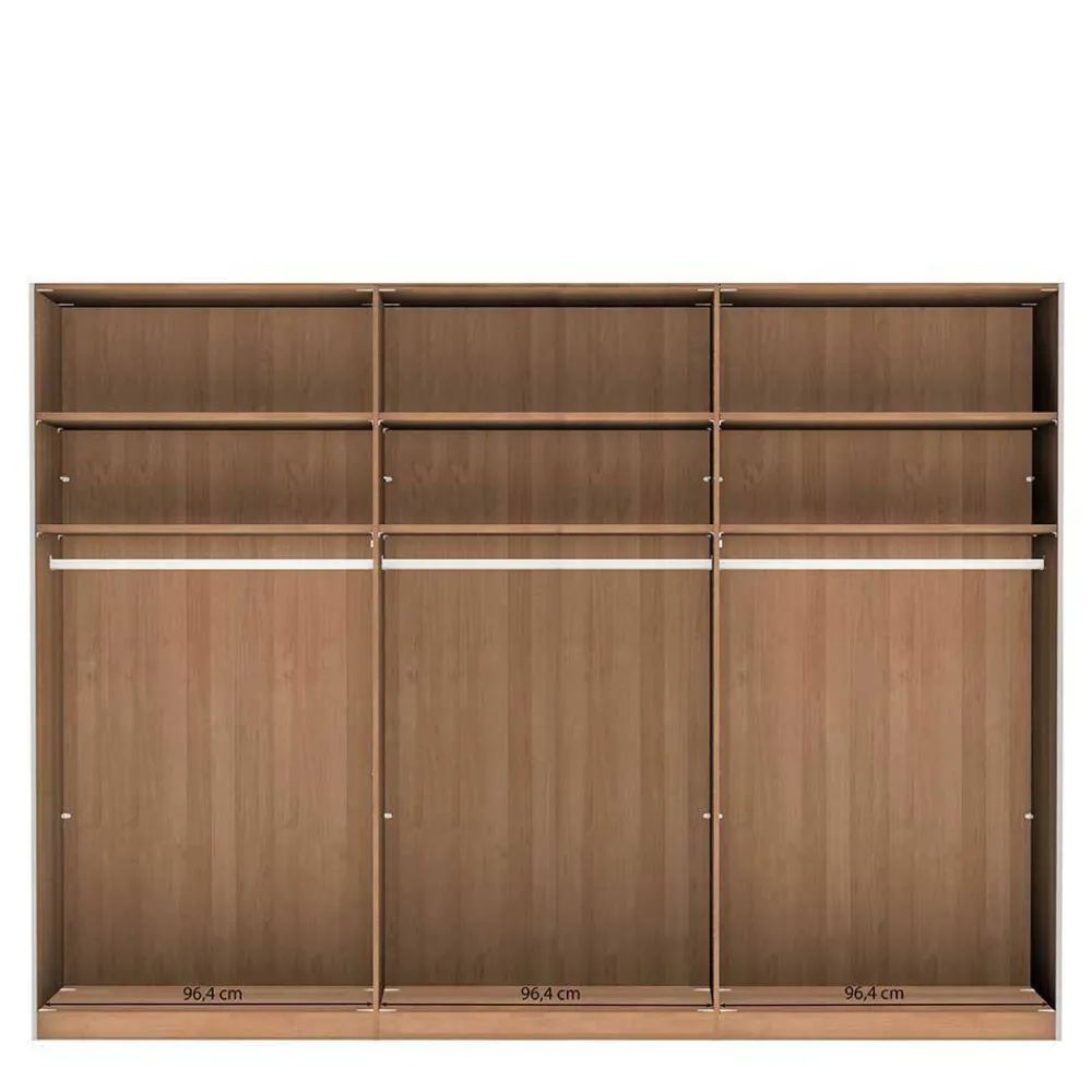 Wohnen Kleiderschränke|Schränke<300 cm breiter Schwebetürenschrank mit Glas Beige - Nikoba