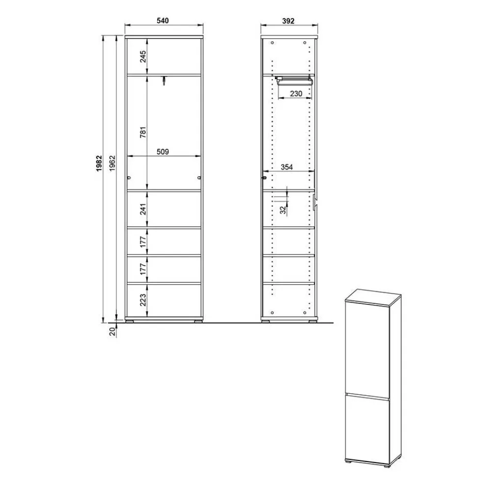 Wohnen Garderoben<246 cm breites Flurmöbel Set modern - Orsecca (fünfteilig)