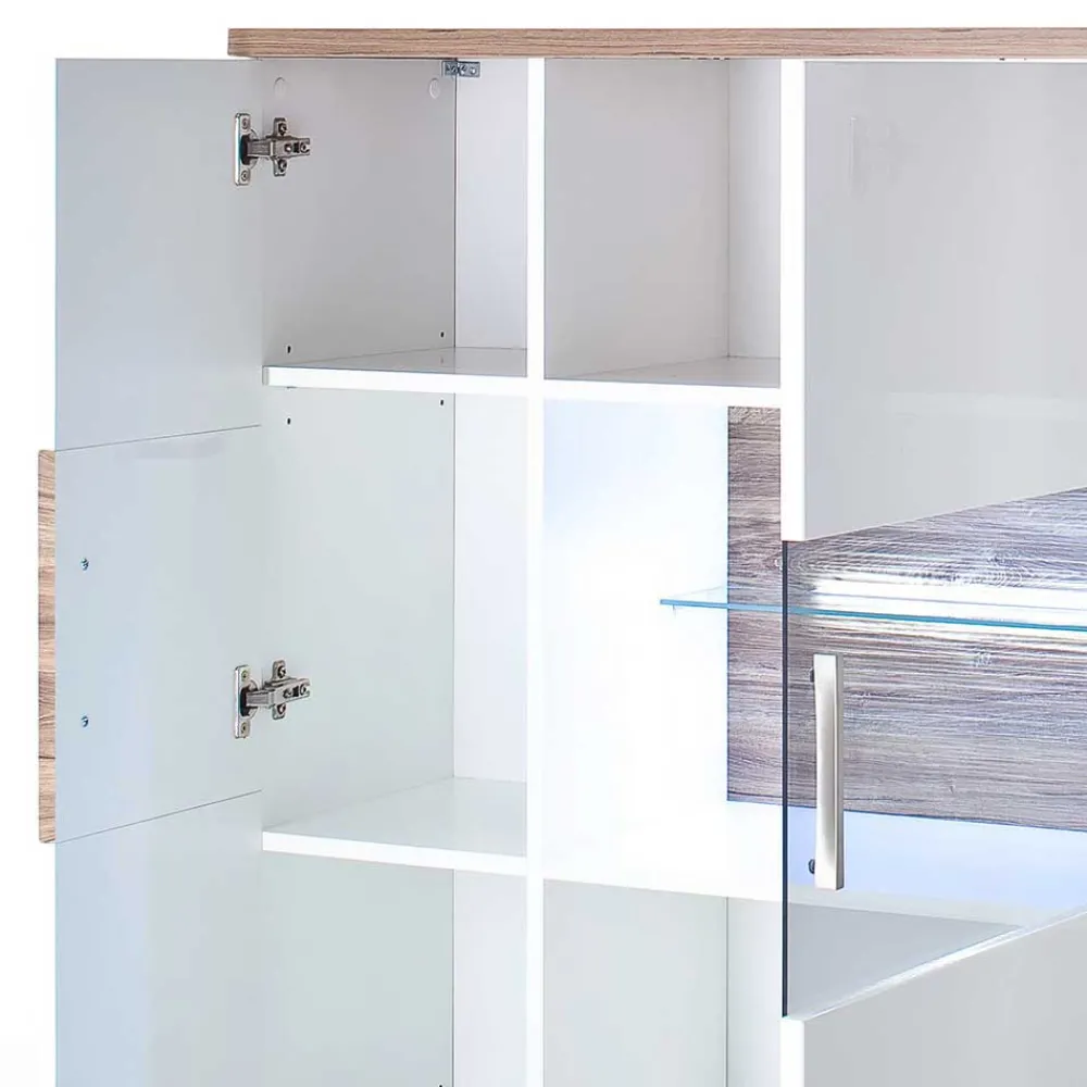 Wohnen Highboards<120 cm breites Highboard in Weiß Glanz - Icadro II