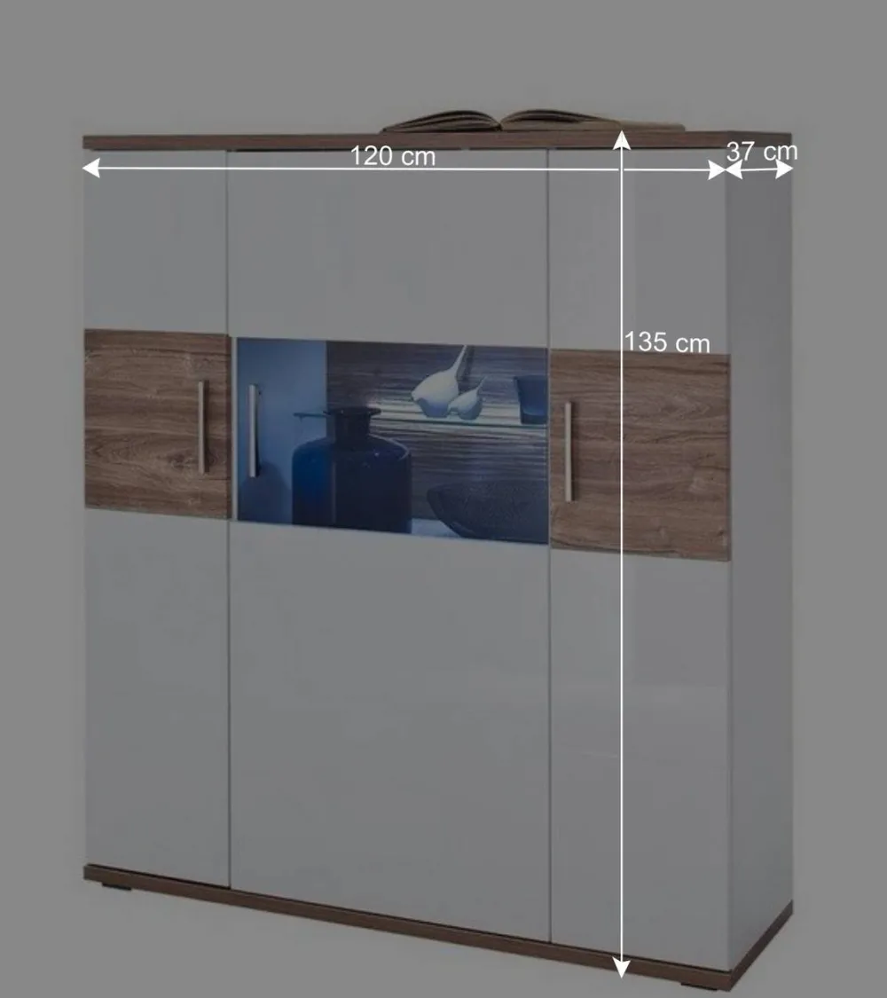 Wohnen Highboards<120 cm breites Highboard in Weiß Glanz - Icadro II