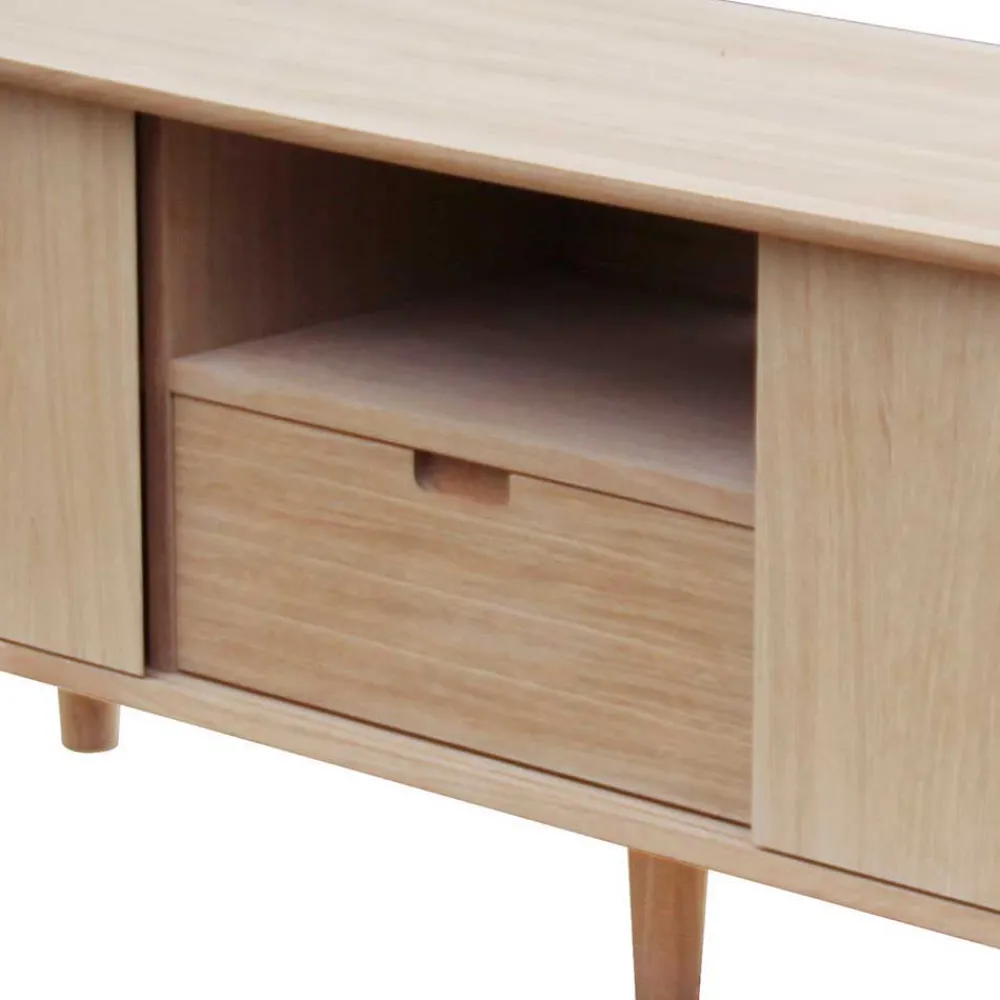 Wohnen Tv & Hifi-Möbel|Lowboards<150 cm breites Retro TV Board in Eiche - Saimoon