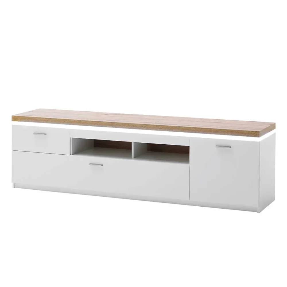 Wohnen Tv & Hifi-Möbel|Lowboards<195 cm breites TV Board mit LED Beleuchtung - Caldri