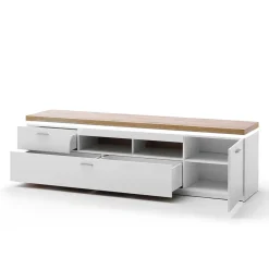 Wohnen Tv & Hifi-Möbel|Lowboards<195 cm breites TV Board mit LED Beleuchtung - Caldri