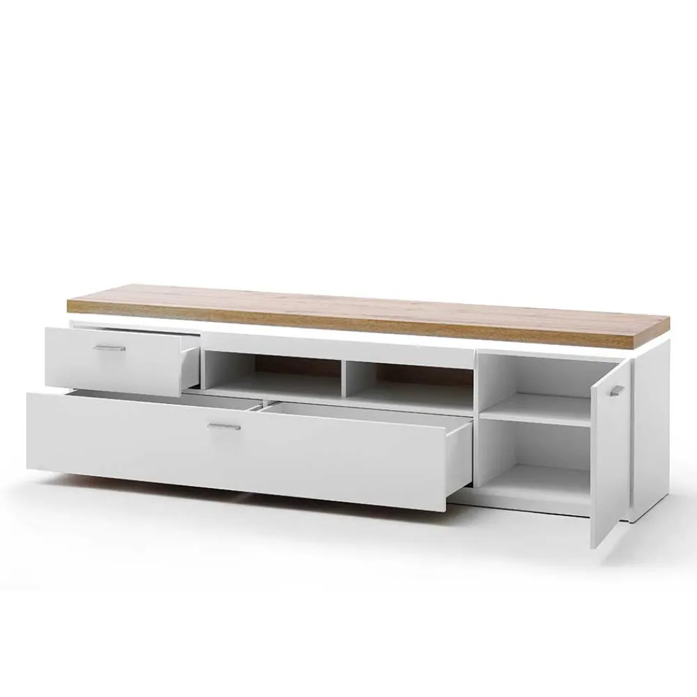 Wohnen Tv & Hifi-Möbel|Lowboards<195 cm breites TV Board mit LED Beleuchtung - Caldri