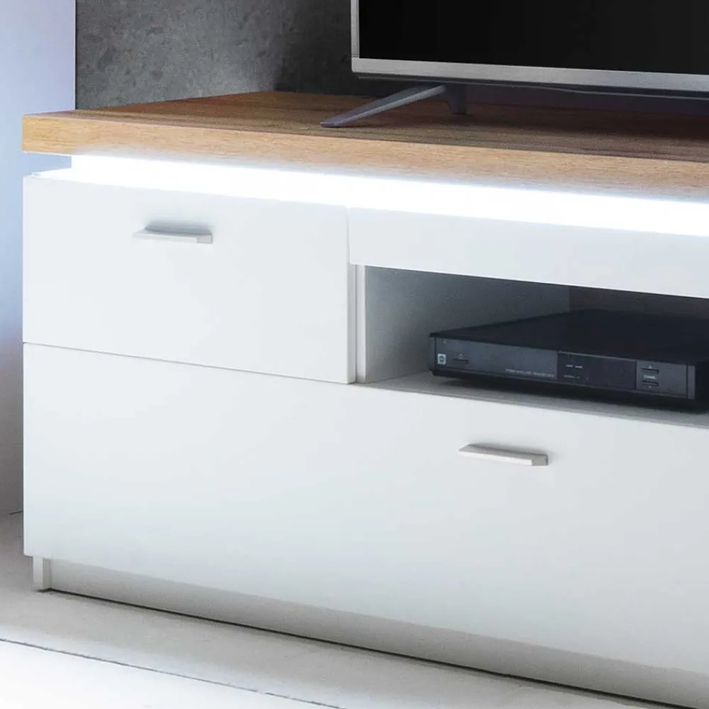 Wohnen Tv & Hifi-Möbel|Lowboards<195 cm breites TV Board mit LED Beleuchtung - Caldri