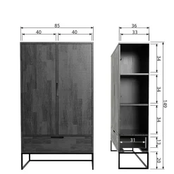Wohnen Kommoden<149 cm hoher Schrank in Hellgrau - Lergavano