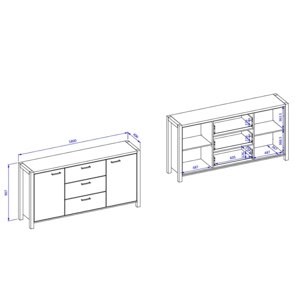 Wohnen Sideboards<91 cm hohes Sideboard - nur 41 cm tief - Zavorra