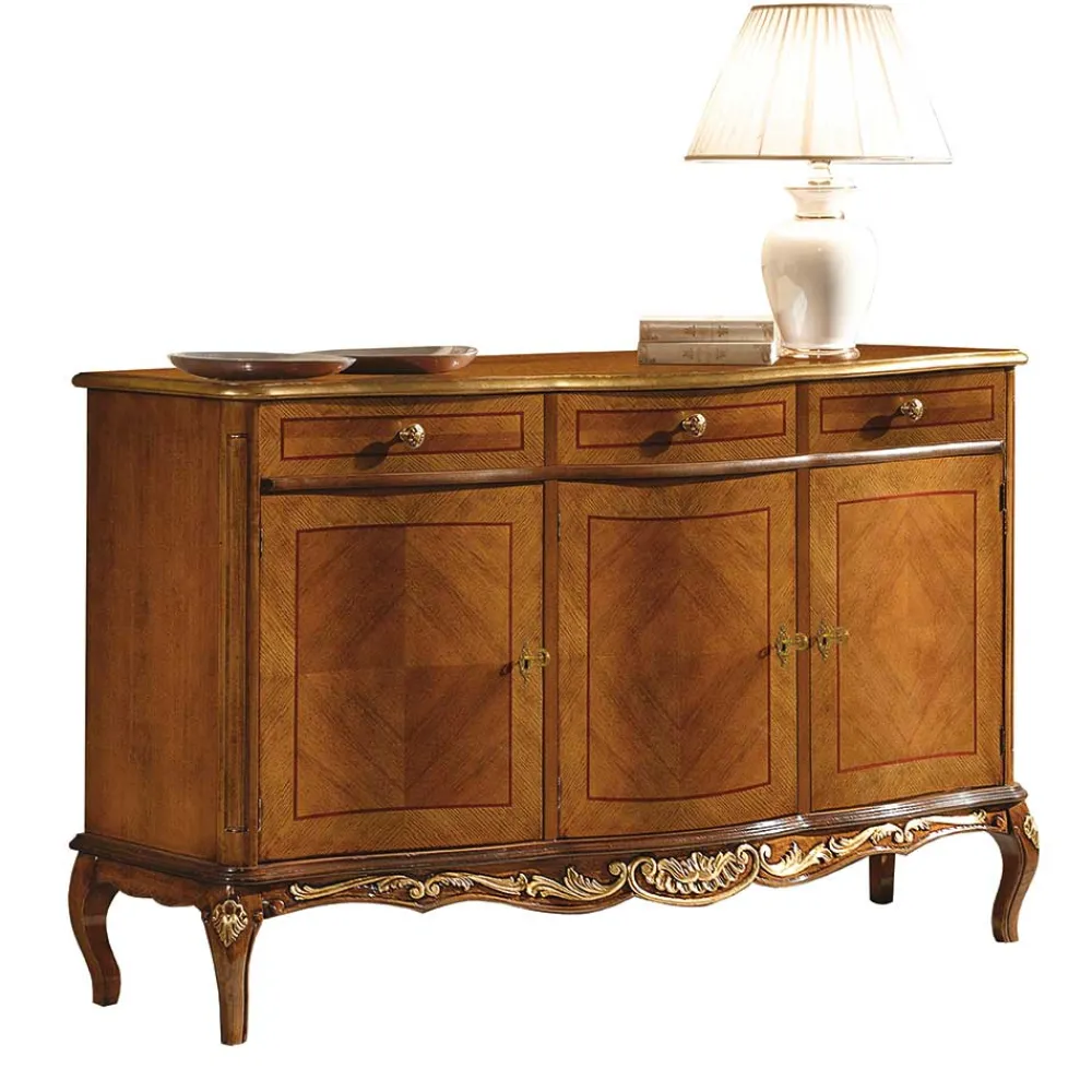 Wohnen Sideboards<100 cm hohes Sideboard in Nussbaum & Gold - Aciara