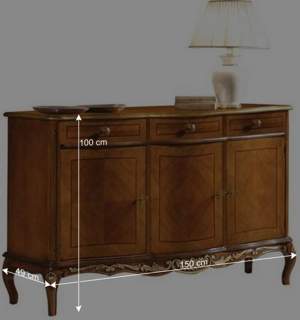 Wohnen Sideboards<100 cm hohes Sideboard in Nussbaum & Gold - Aciara