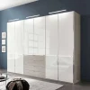 Wohnen Kleiderschränke<296 cm Kleiderschrank mit Glas in Weiß - Pascan