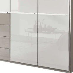 Wohnen Kleiderschränke<296 cm Kleiderschrank mit Glas in Weiß - Pascan