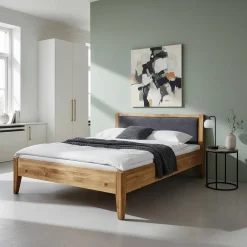 Wohnen Betten<220 cm langes Bett aus Wildeiche Natur - Masdamos