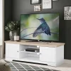 Wohnen Tv & Hifi-Möbel|Lowboards<120 cm langes TV Lowboard in Weiß & Eiche - Akedra