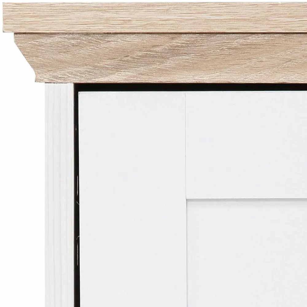 Wohnen Tv & Hifi-Möbel|Lowboards<120 cm langes TV Lowboard in Weiß & Eiche - Akedra