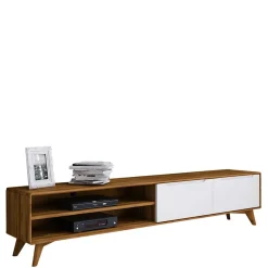 Wohnen Tv & Hifi-Möbel|Lowboards<220 cm langes TV Lowboard in Wildeiche mit Weiß - Diesta I