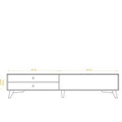 Wohnen Tv & Hifi-Möbel|Lowboards<220 cm langes TV Lowboard in Wildeiche mit Weiß - Diesta I