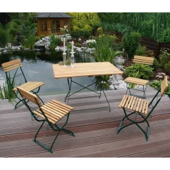 Wohnen Sitzgruppe<4 Personen Biergarten Set aus Robinie - Yanie (fünfteilig)