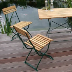 Wohnen Sitzgruppe<4 Personen Biergarten Set aus Robinie - Yanie (fünfteilig)