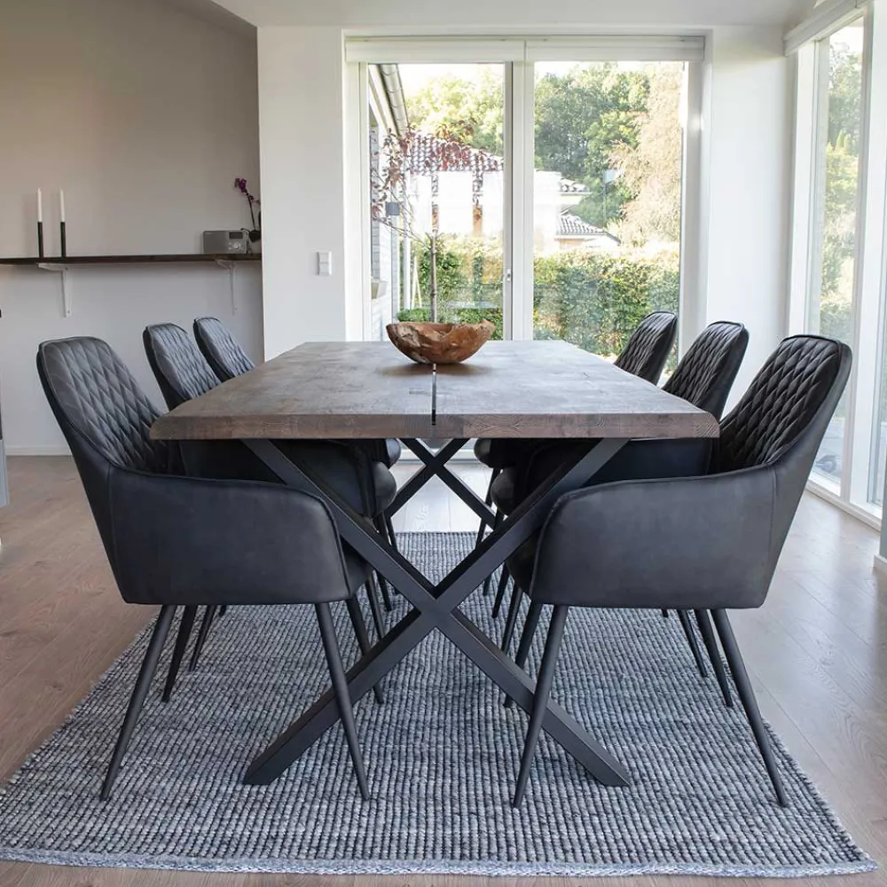 Wohnen Sitzgruppe<6 Personen Essplatz mit Designtisch - Zenya (siebenteilig)