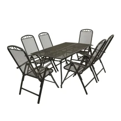 Wohnen Sitzgruppe<6 Personen Gartengruppe aus Streckmetall - Tessina (siebenteilig)