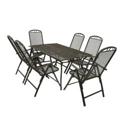 Wohnen Sitzgruppe<6 Personen Gartengruppe aus Streckmetall - Tessina (siebenteilig)