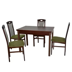 Wohnen Sitzgruppe<4 Stühle mit Tisch in Nussbaum - Sutra (fünfteilig)