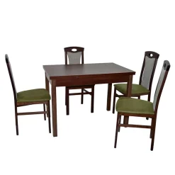 Wohnen Sitzgruppe<4 Stühle mit Tisch in Nussbaum - Sutra (fünfteilig)