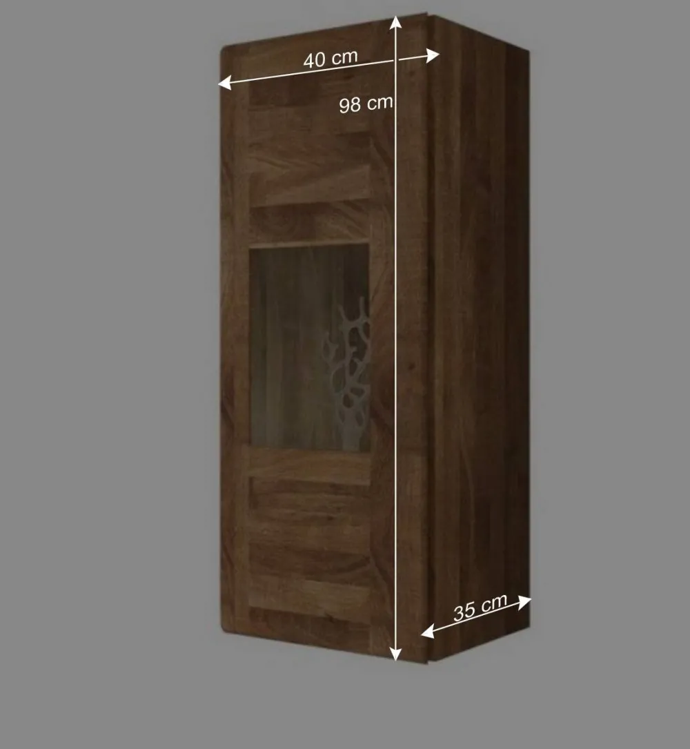 Wohnen Vitrinen<1 türiger Vitrine Vaskov aus Wildeiche Massivholz