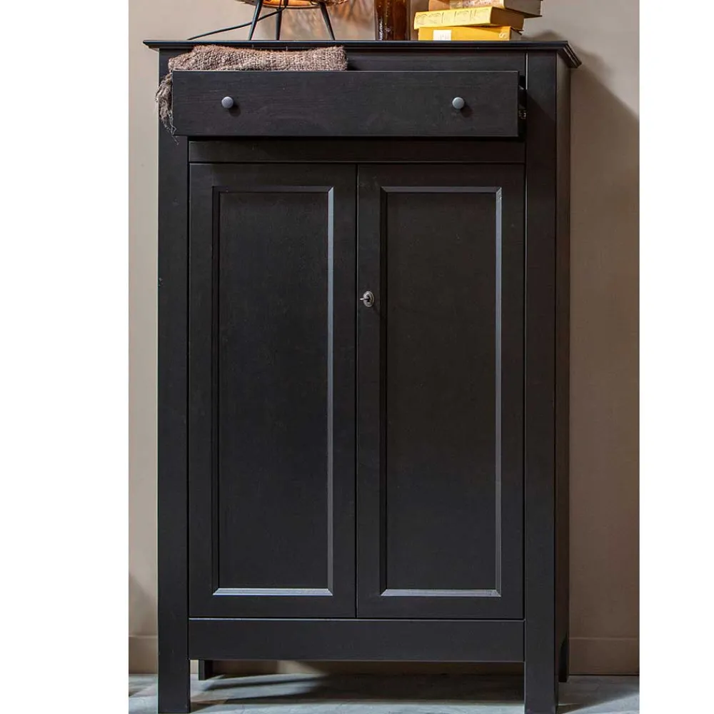 Wohnen Highboards|Kommoden<Abschließbare Vertiko Kommode in Schwarz - Wins
