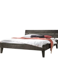 Wohnen Betten<Akazienholz Bett in Grau - Friedel