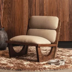 Wohnen Sessel<Akazienholz Sessel in Beige Boucle - Uriscano
