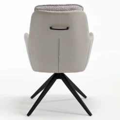 Wohnen Stühle<Armlehnenstuhl in Grau Boucle & Kunstleder - Amore (2er Set)