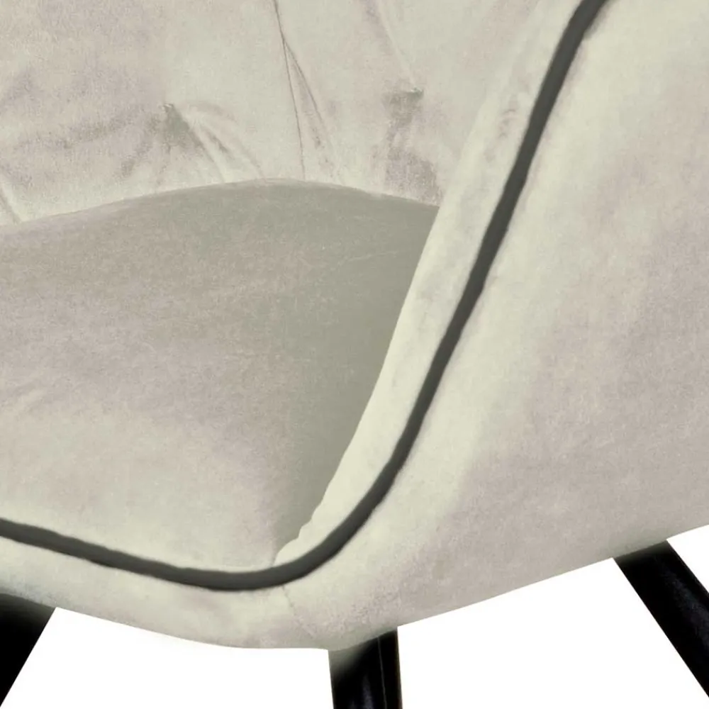 Wohnen Stühle<Armlehner Polsterstuhl in Creme Samt - Pape