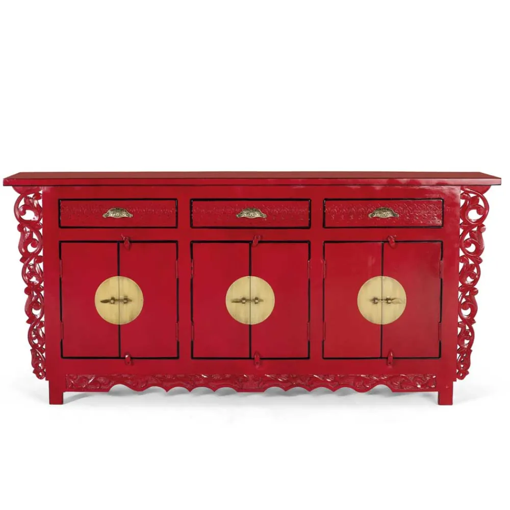 Wohnen Sideboards<Asia Design Sideboard aus Massivholz in Rot - Iscian