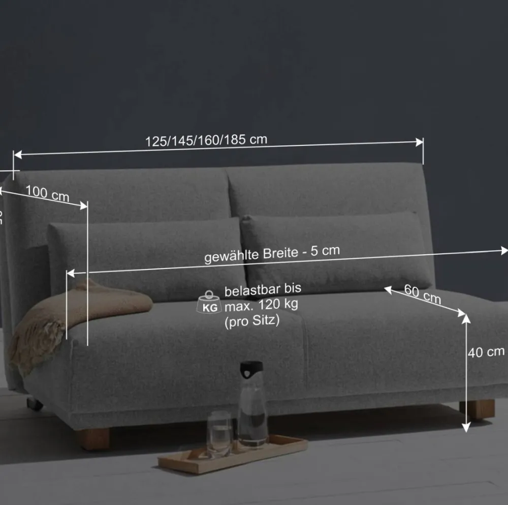 Wohnen Betten|Sofas<Ausziehbares Schlafsofa in Grau Stoff - Kioto