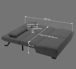 Wohnen Betten|Sofas<Ausziehbares Schlafsofa in Grau Stoff - Kioto