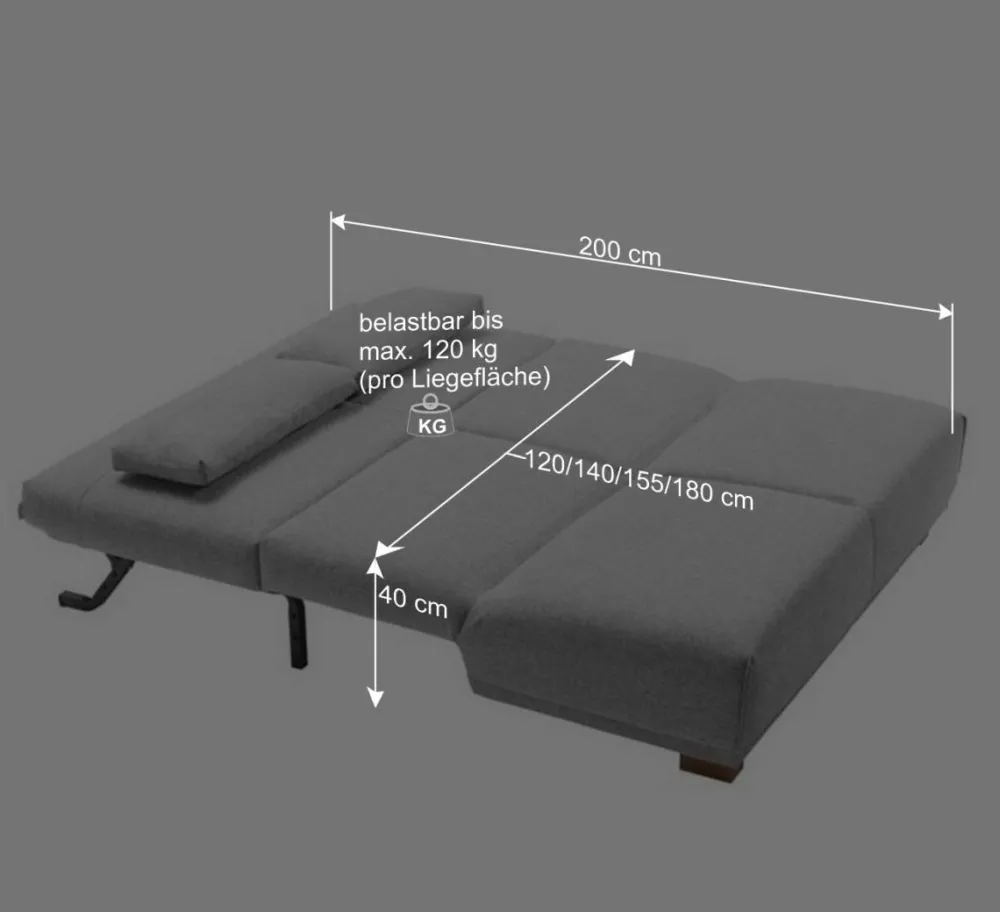 Wohnen Betten|Sofas<Ausziehbares Schlafsofa in Grau Stoff - Kioto