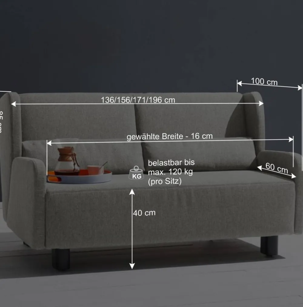 Wohnen Betten|Sofas<Ausziehsofa in Grau Stoff - Vergoma