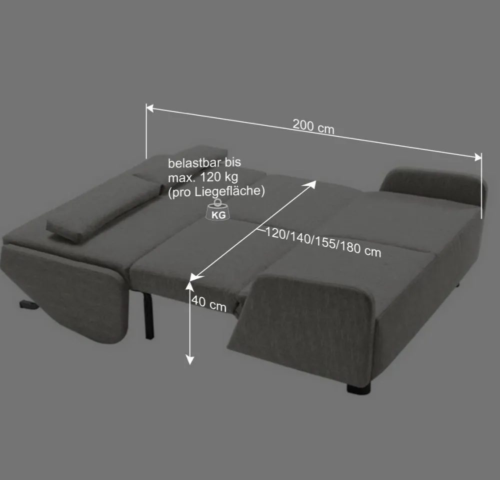 Wohnen Betten|Sofas<Ausziehsofa in Grau Stoff - Vergoma