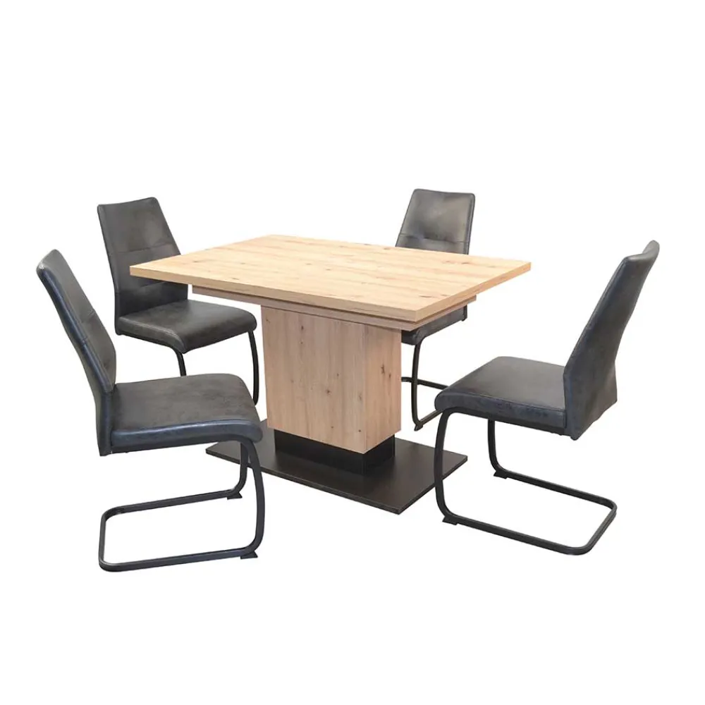 Wohnen Sitzgruppe<Ausziehtisch & Schwingstühle Set - Gedeon (fünfteilig)
