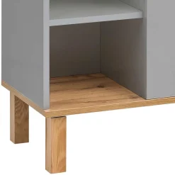 Wohnen Highboards<Bad Highboard in Platingrau und Eiche - Nienzo