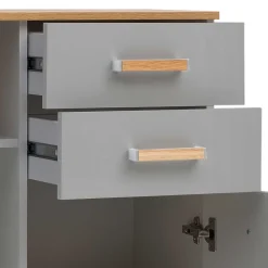 Wohnen Highboards<Bad Highboard in Platingrau und Eiche - Nienzo