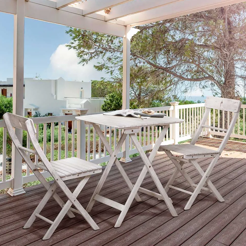Wohnen Sitzgruppe<Balkon Sitzgruppe in Grey Wash - Paisly (dreiteilig)