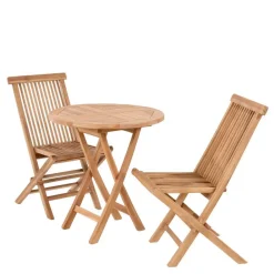Wohnen Sitzgruppe<Balkon Tischgruppe aus Teak Massivholz - Senvelita (dreiteilig)