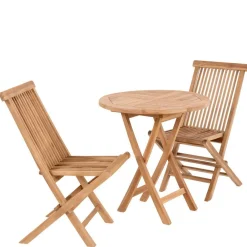 Wohnen Sitzgruppe<Balkon Tischgruppe aus Teak Massivholz - Senvelita (dreiteilig)